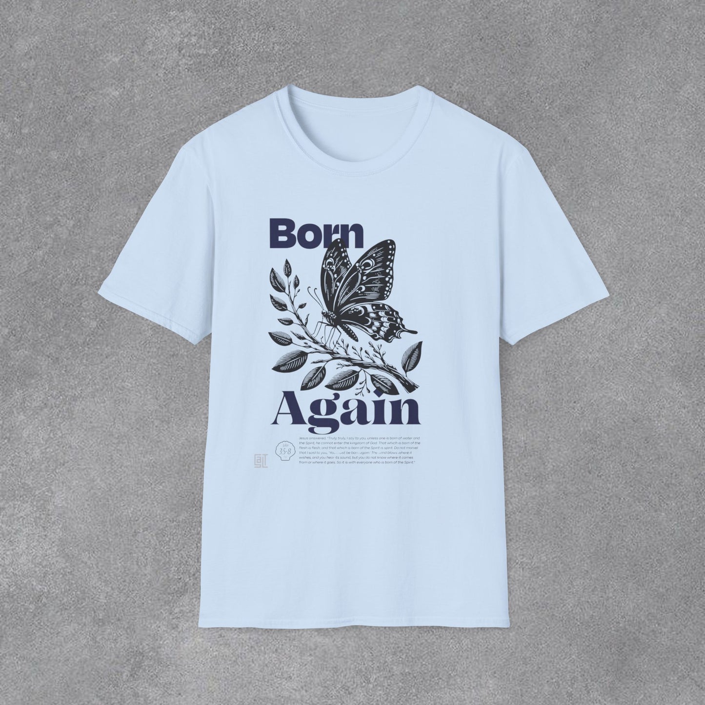 Copy of Born Again Butterfly T-Shirt | Monochrome Floral Illustration