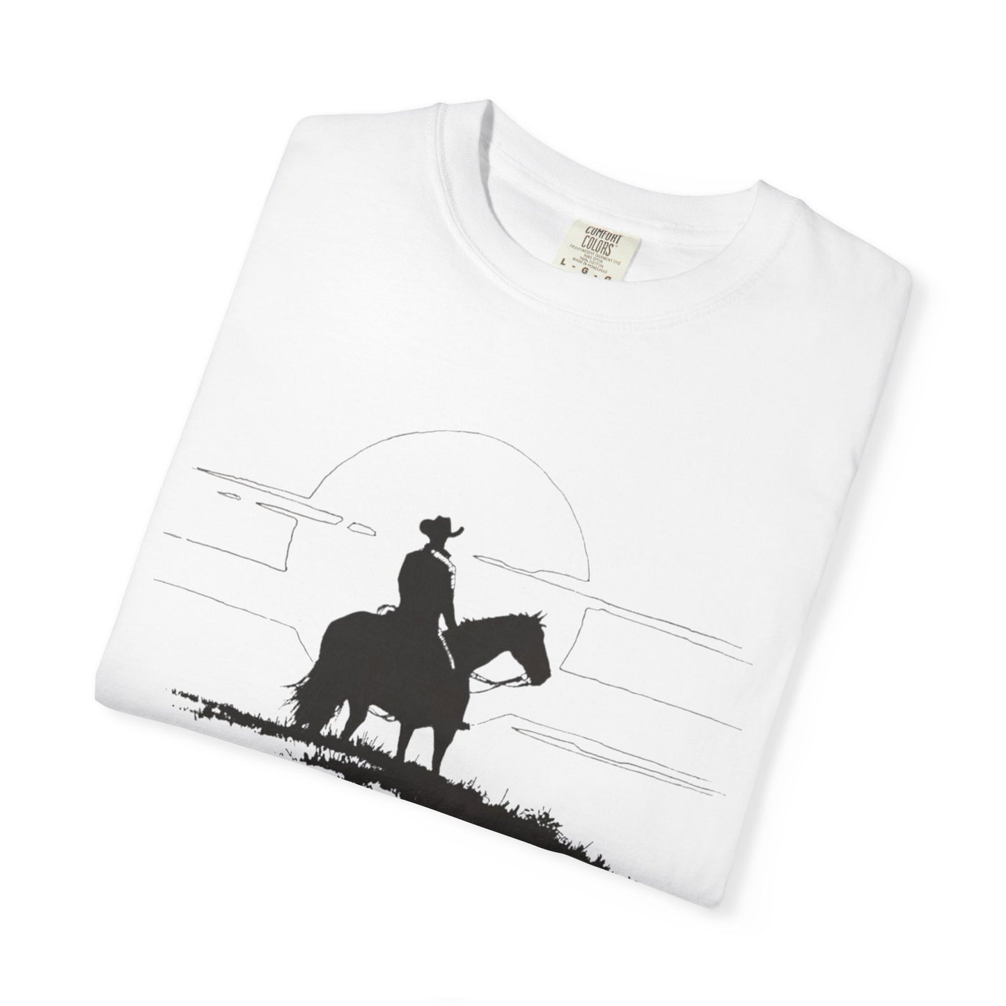 Copy of Cowboy Silhouette Horse Rider T-shirt | The Best Way Out Typographic Back Print