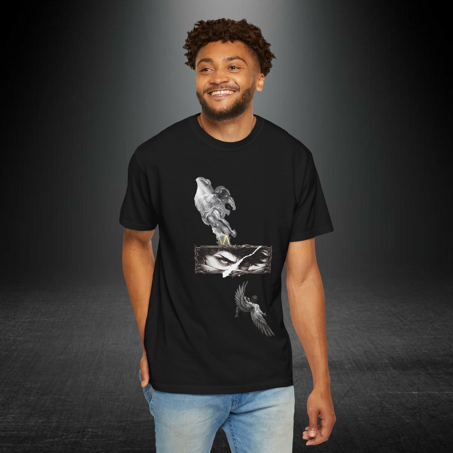 Copy of Angel Wings and Eyes T-Shirt | Graphic Tee with Angel Sketches