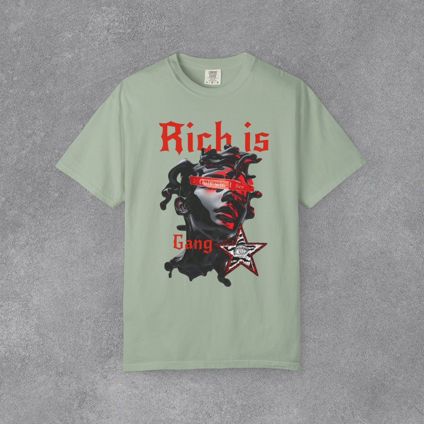 Copy of Medusa Graphic T-Shirt | Gothic Streetwear Tee | Praying Hands Graphic Shirt | Vintage Tattoo Style Tee | Unisex Garment Dyed Shirt