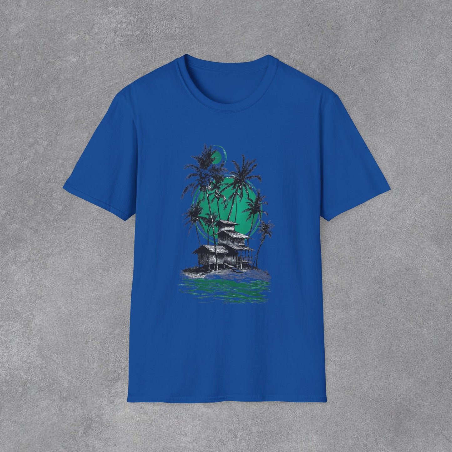 Copy of Tropical Palm Island T-Shirt | Palm Trees, Moonlit Beach, Surf Shack