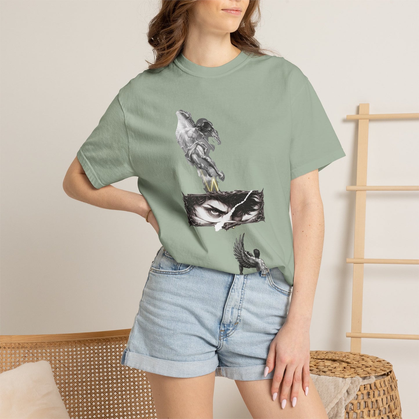Copy of Angel Wings and Eyes T-Shirt | Graphic Tee with Angel Sketches