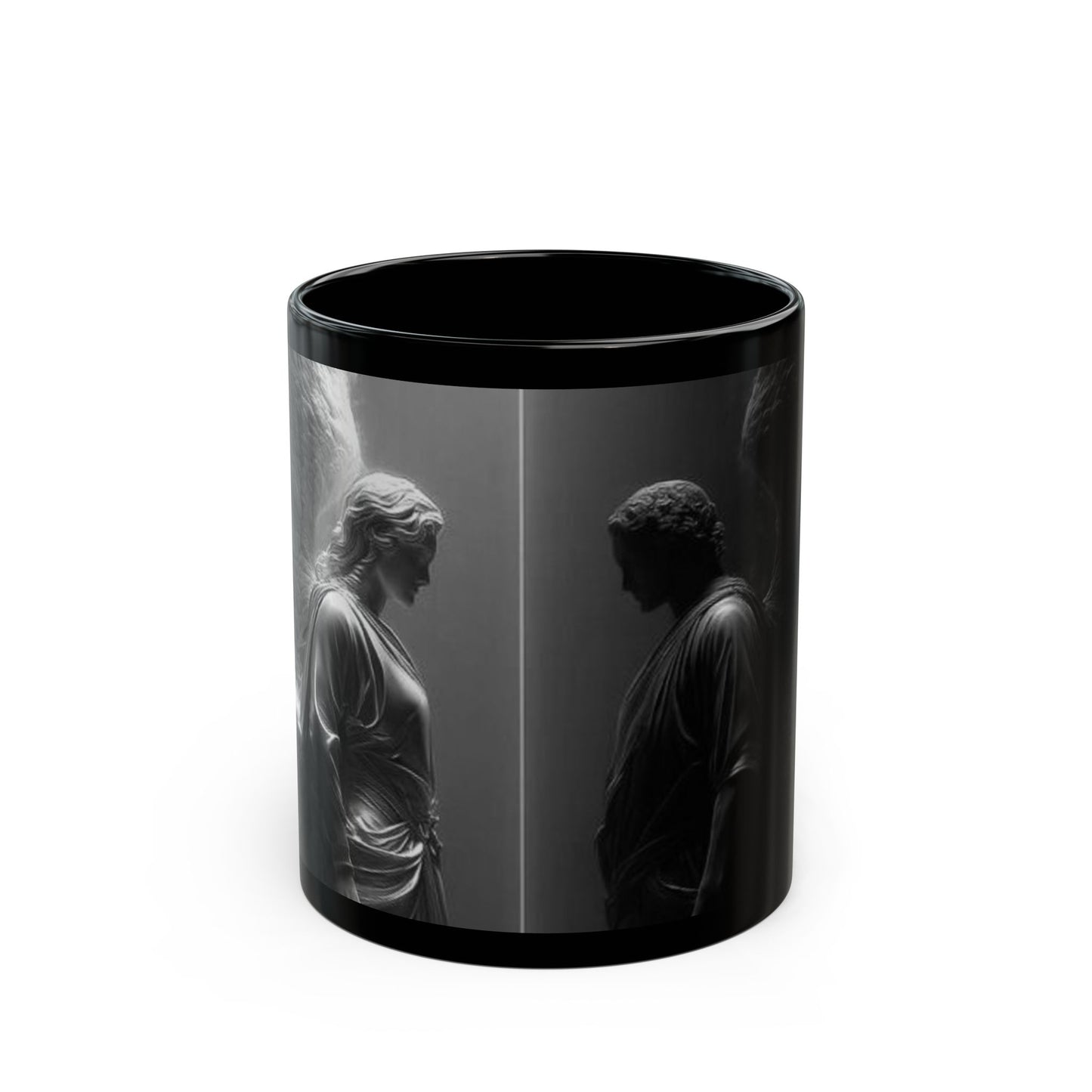 Copy of Angel Figures Black Mug | Moody Gothic Angel Artwork Ceramic Coffee Mug