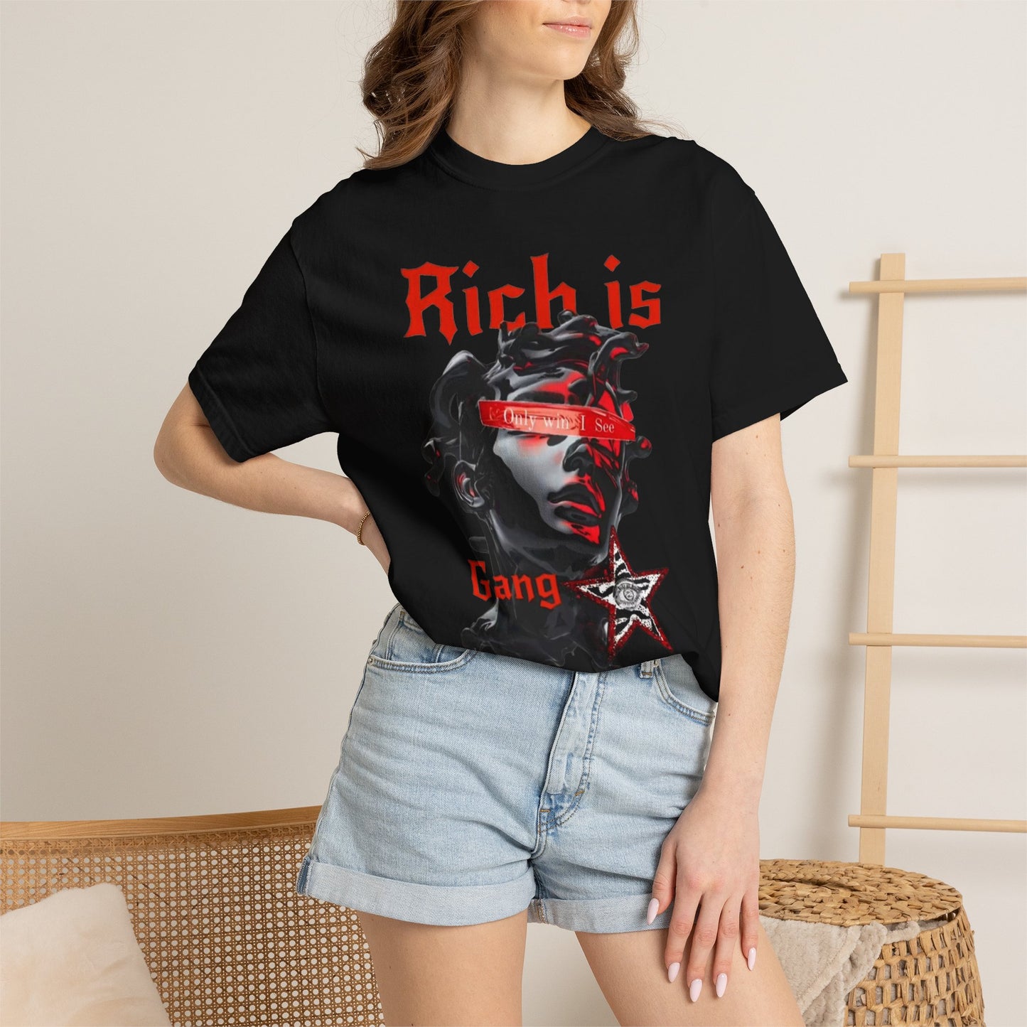 Copy of Medusa Graphic T-Shirt | Gothic Streetwear Tee | Praying Hands Graphic Shirt | Vintage Tattoo Style Tee | Unisex Garment Dyed Shirt