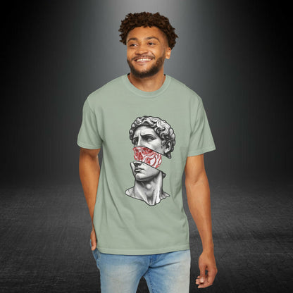 Copy of Sculpted Bust with Red Marble Band T-Shirt | Statue Art Tee