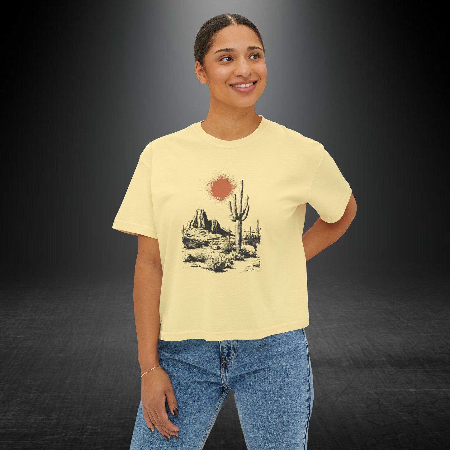 Copy of Desert Cactus Landscape Tee | Women's Boxy Tee