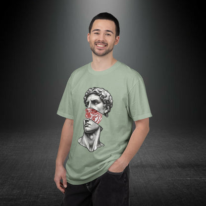 Copy of Sculpted Bust with Red Marble Band T-Shirt | Statue Art Tee
