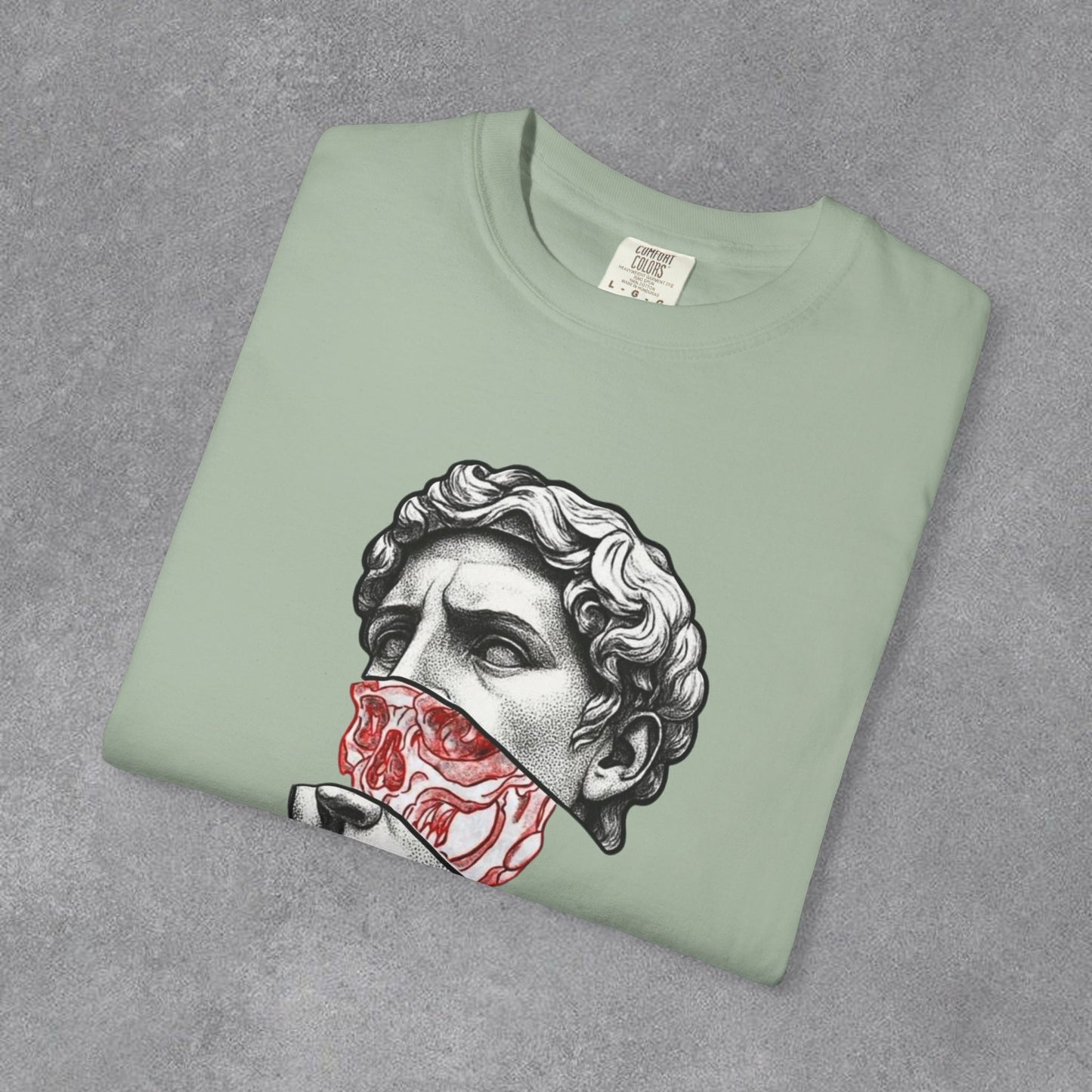 Copy of Sculpted Bust with Red Marble Band T-Shirt | Statue Art Tee