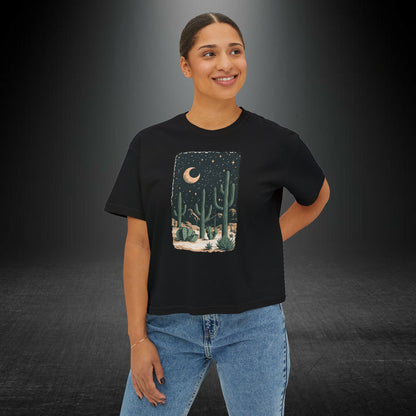 Copy of Desert Moon Cactus Night Tee | Butterfly Need Flying Graphic Tee