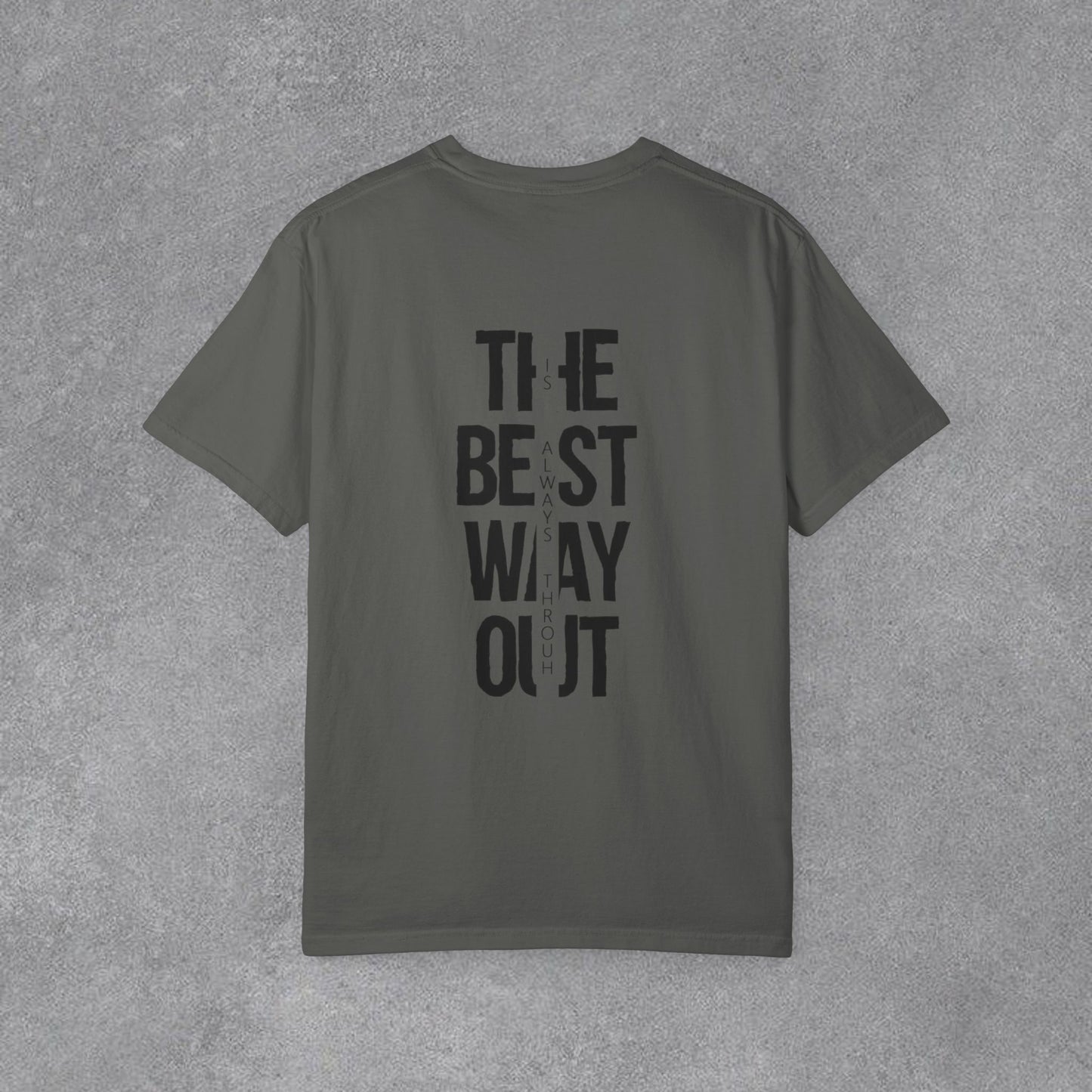Copy of Cowboy Silhouette Horse Rider T-shirt | The Best Way Out Typographic Back Print