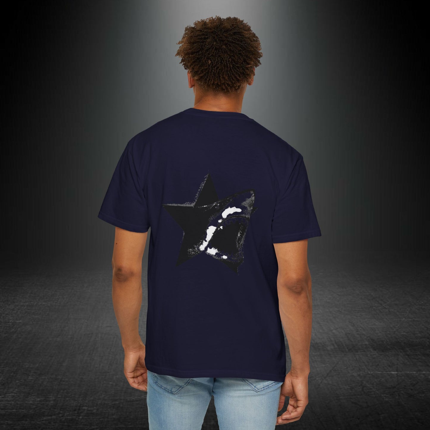 Copy of Skull Graphic T-Shirt | Gothic Tattoo Streetwear Tee | Vintage Washed Cotton Shirt | Shark Back Print | Unisex Graphic Tee
