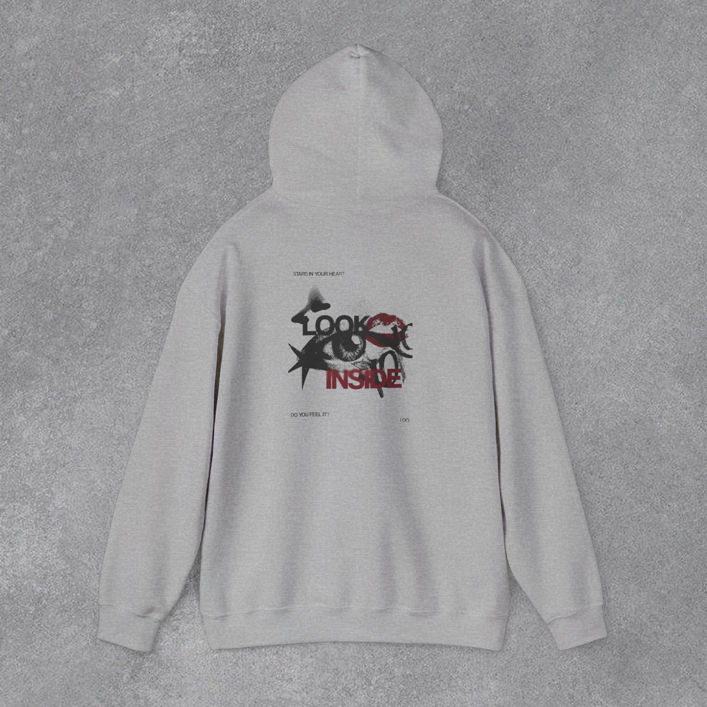Look Inside Yazılı Göz Baskılı Erkek Kapüşonlu Sweatshirt