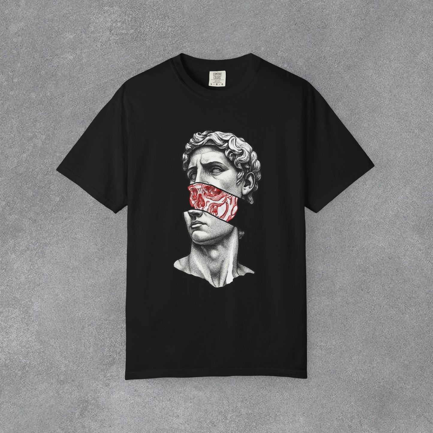 Copy of Sculpted Bust with Red Marble Band T-Shirt | Statue Art Tee