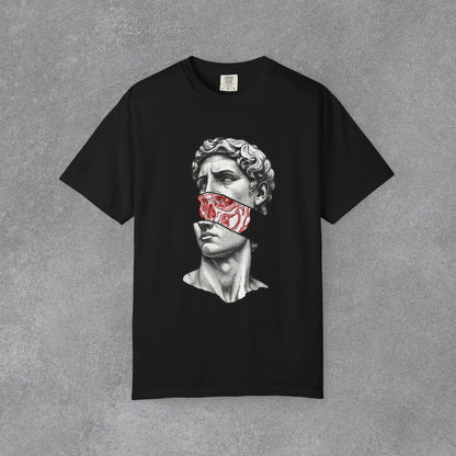 Copy of Sculpted Bust with Red Marble Band T-Shirt | Statue Art Tee