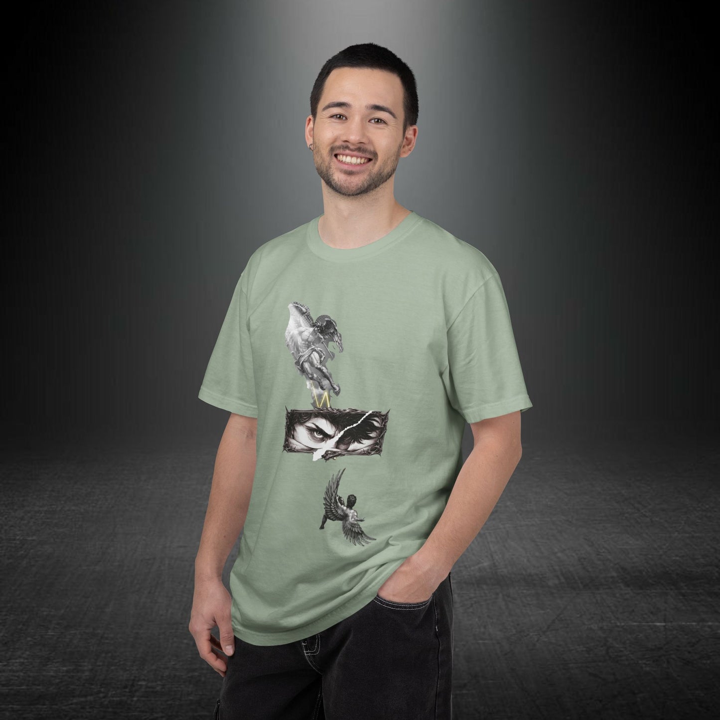 Copy of Angel Wings and Eyes T-Shirt | Graphic Tee with Angel Sketches
