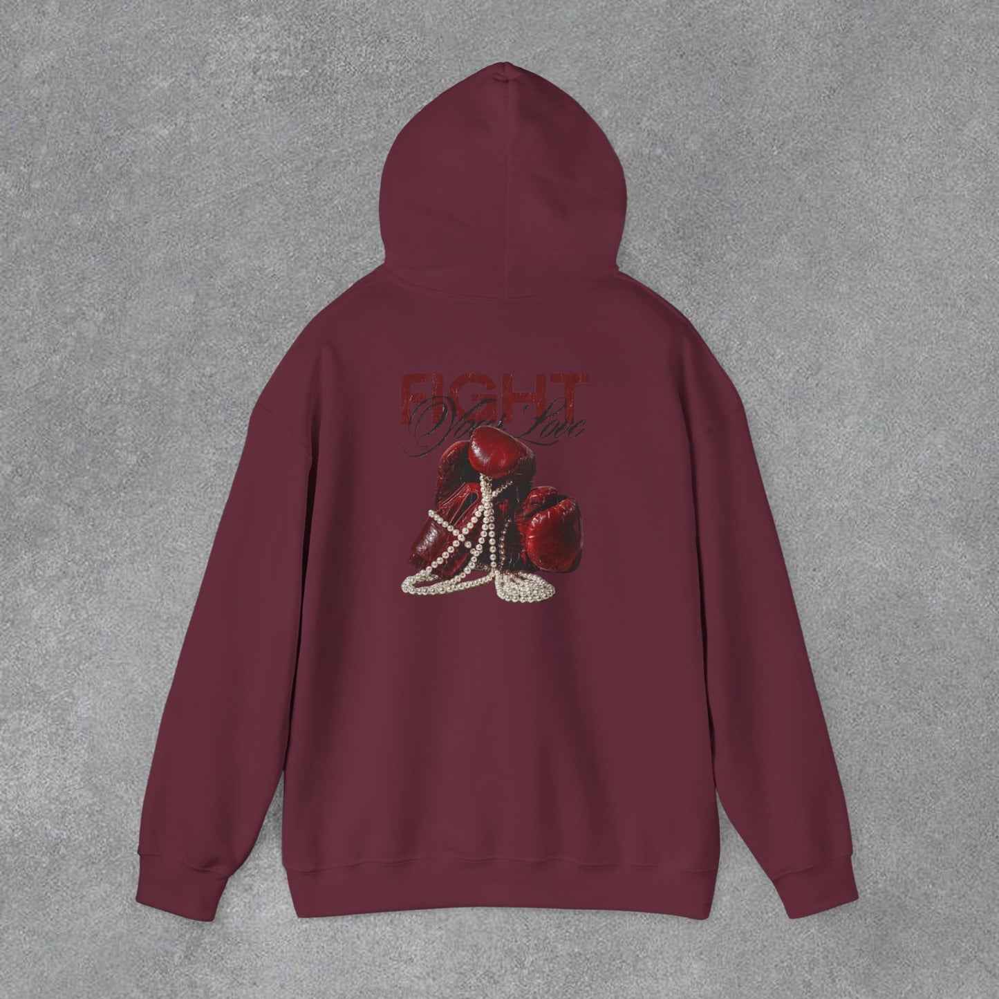 Fight Yazılı Boks Eldiveni Baskılı Erkek Kapüşonlu Sweatshirt