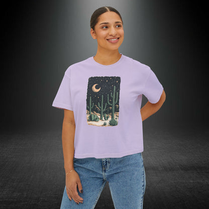 Copy of Desert Moon Cactus Night Tee | Butterfly Need Flying Graphic Tee