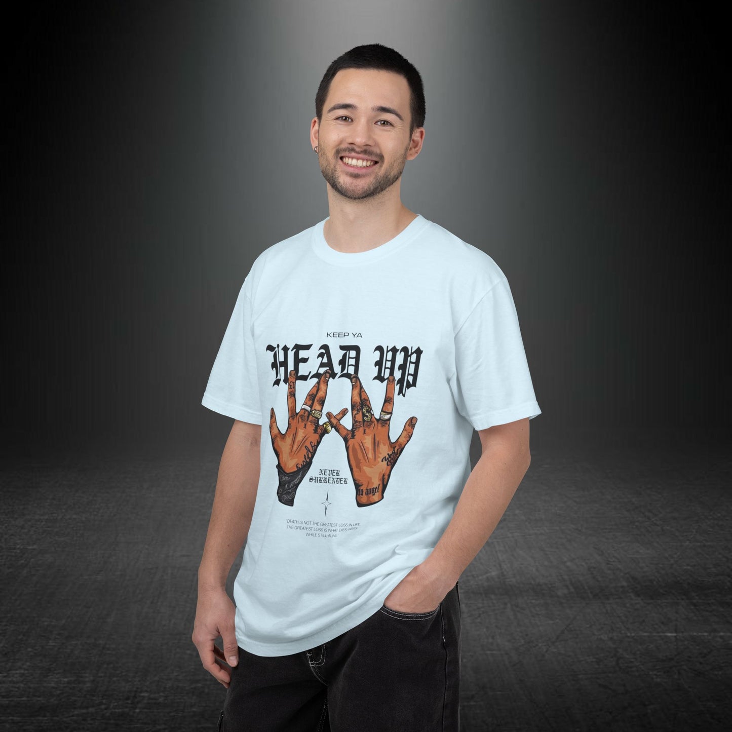 Copy of Head Up Hand Sign T-Shirt | Graffiti Bear Back Print, Streetwear Tee