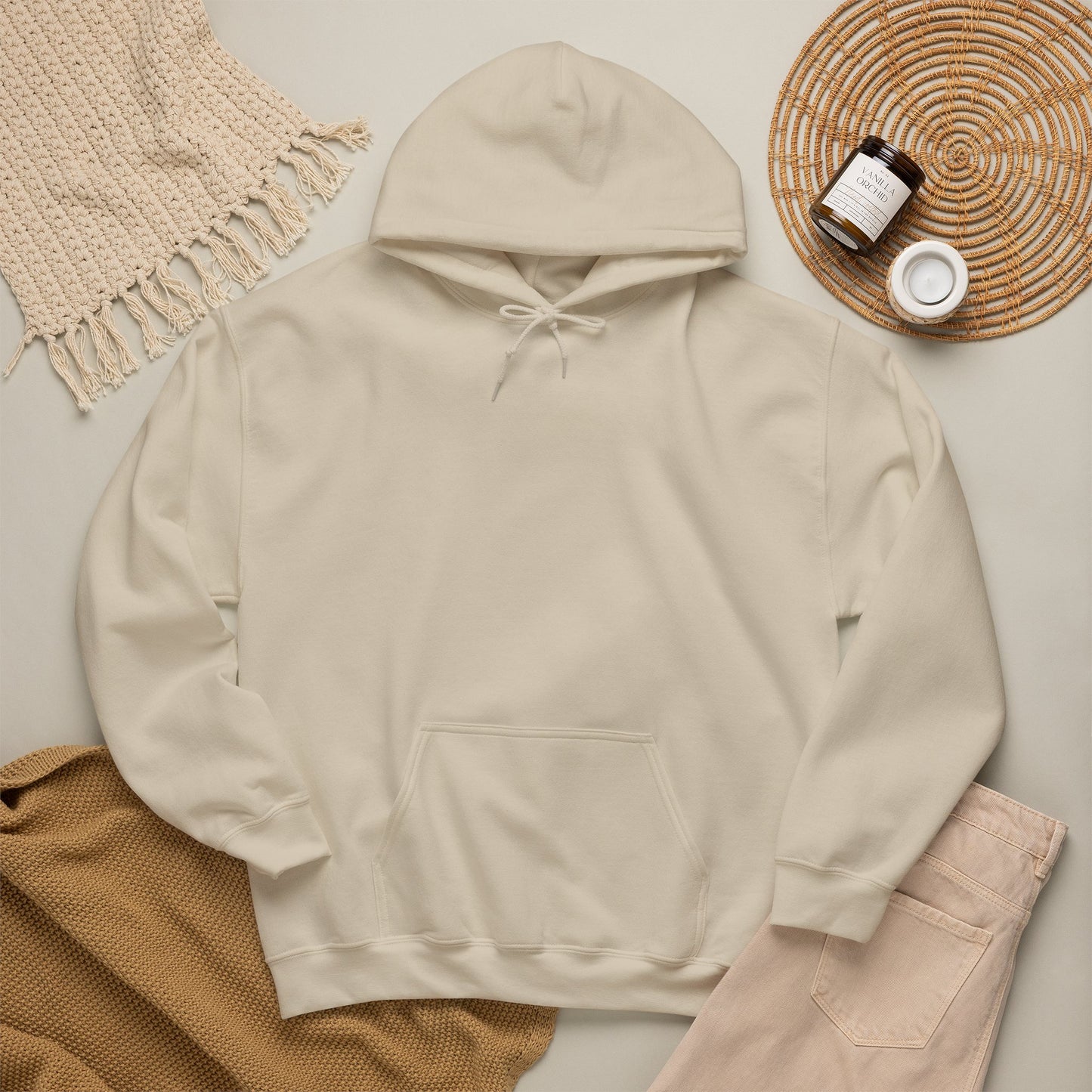 Sanatsal Yüz Kolajı Sırt Baskılı Erkek Kapüşonlu Sweatshirt