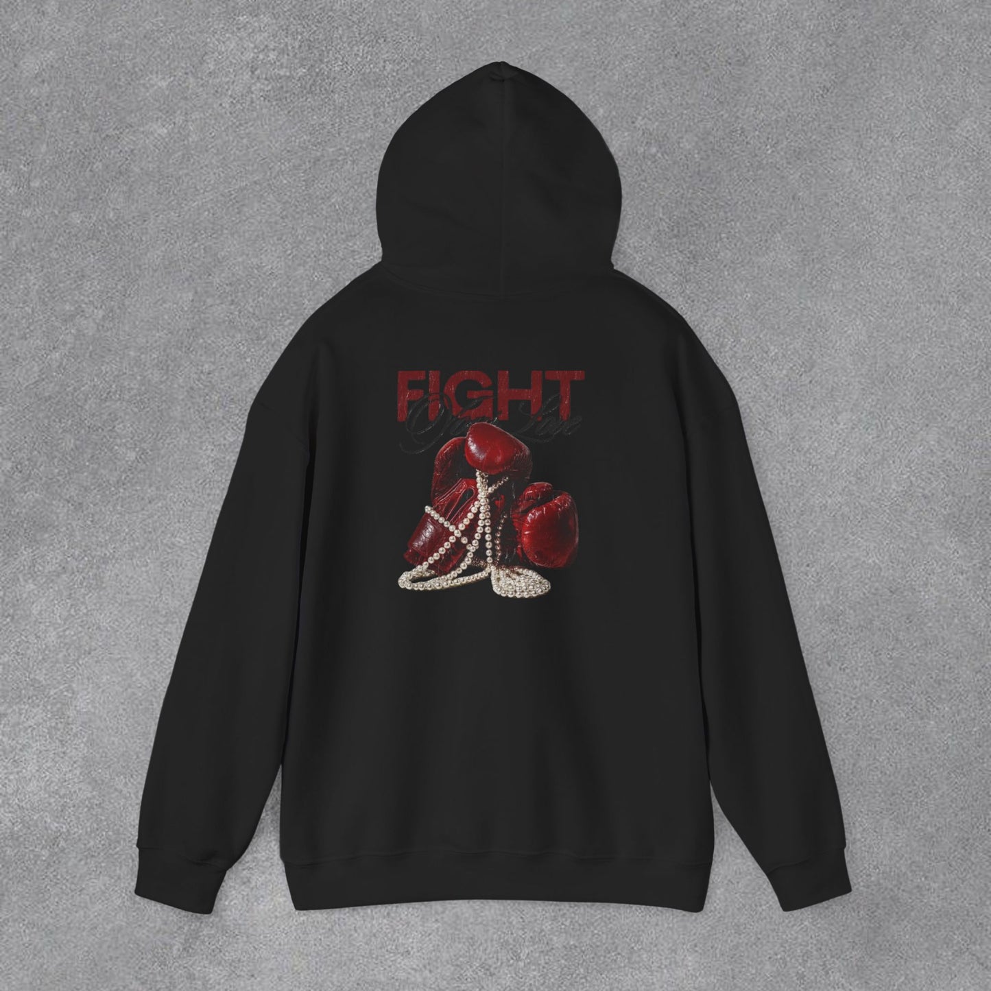 Fight Yazılı Boks Eldiveni Baskılı Erkek Kapüşonlu Sweatshirt