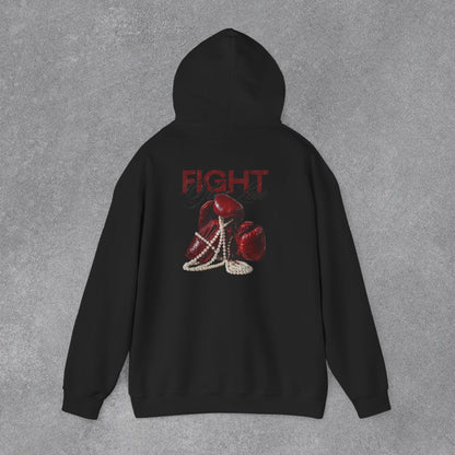 Fight Yazılı Boks Eldiveni Baskılı Erkek Kapüşonlu Sweatshirt