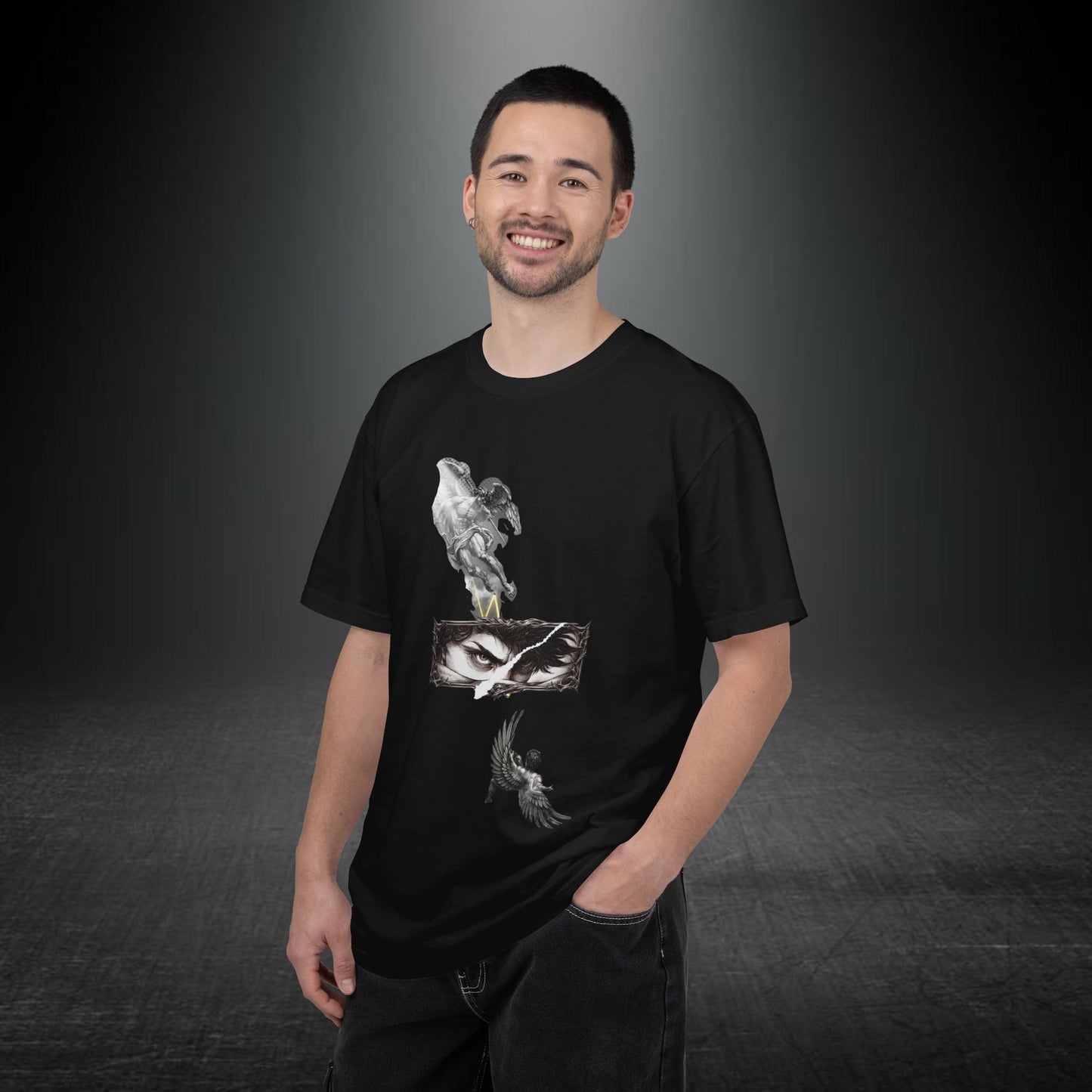 Copy of Angel Wings and Eyes T-Shirt | Graphic Tee with Angel Sketches