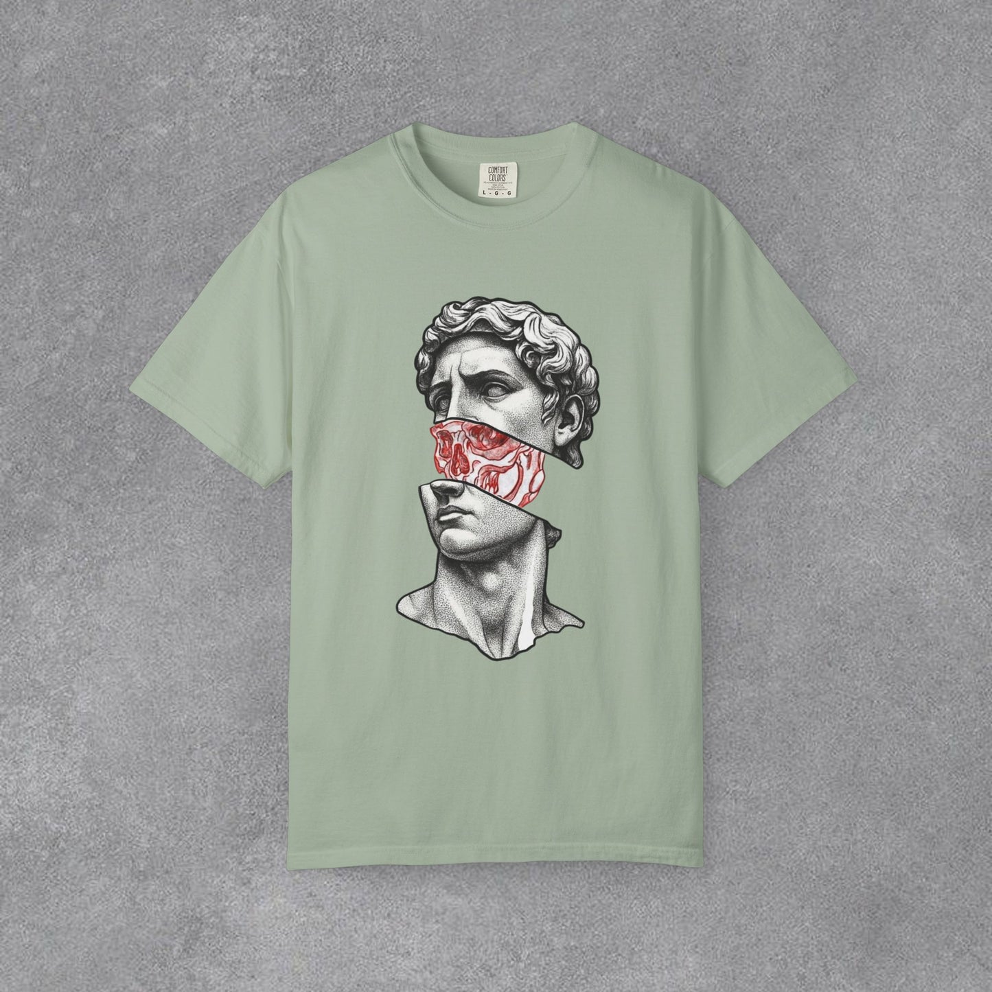 Copy of Sculpted Bust with Red Marble Band T-Shirt | Statue Art Tee
