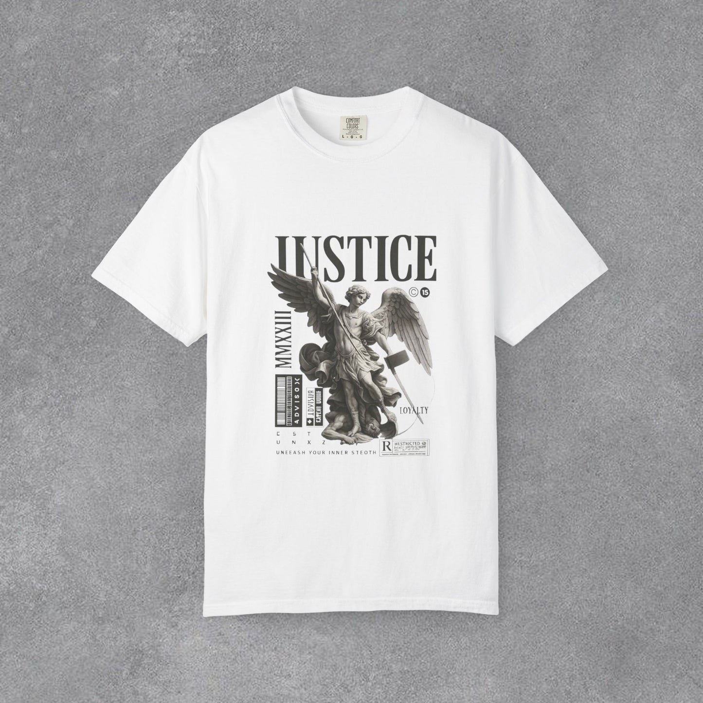 Copy of Justice Angel Illustration T-shirt | Dripping Crown Back Print
