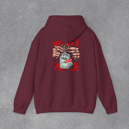 Money Maker Yazılı Para Tutan Eller Sırt Baskılı Kapüşonlu Sweatshirt