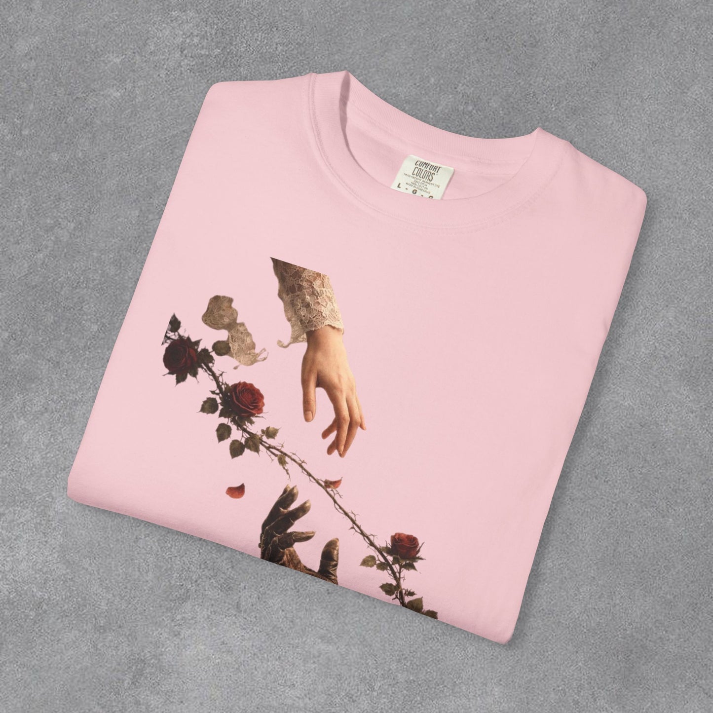 Copy of Hands Reaching with Rose Vine T-Shirt | Romantic Botanical Art