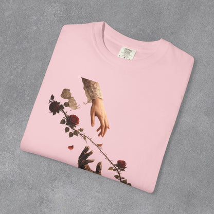 Copy of Hands Reaching with Rose Vine T-Shirt | Romantic Botanical Art