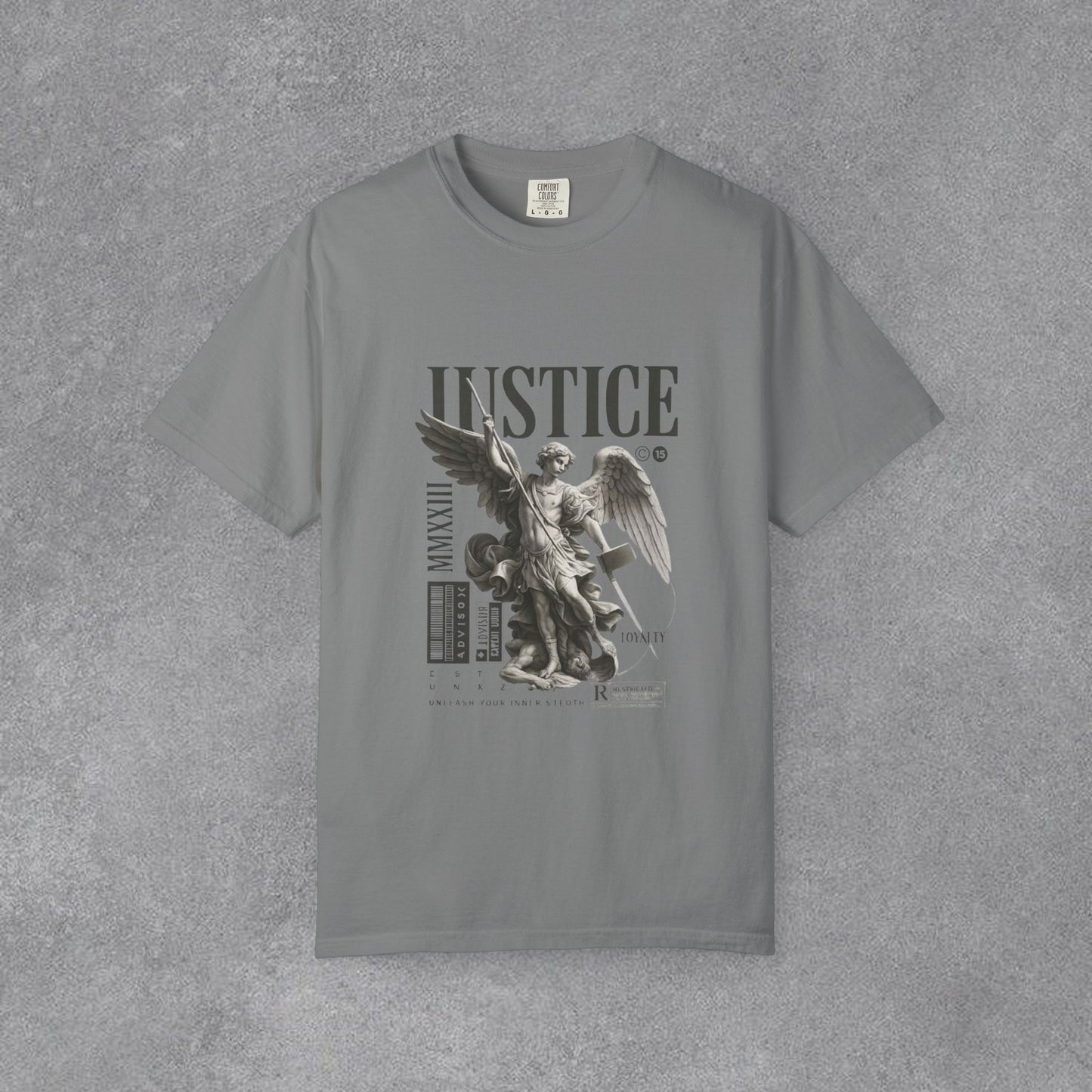 Copy of Justice Angel Illustration T-shirt | Dripping Crown Back Print
