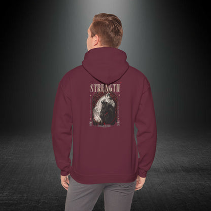 Kapüşonlu Üst — Güç Temalı Eskitme At Desenli Sweatshirt