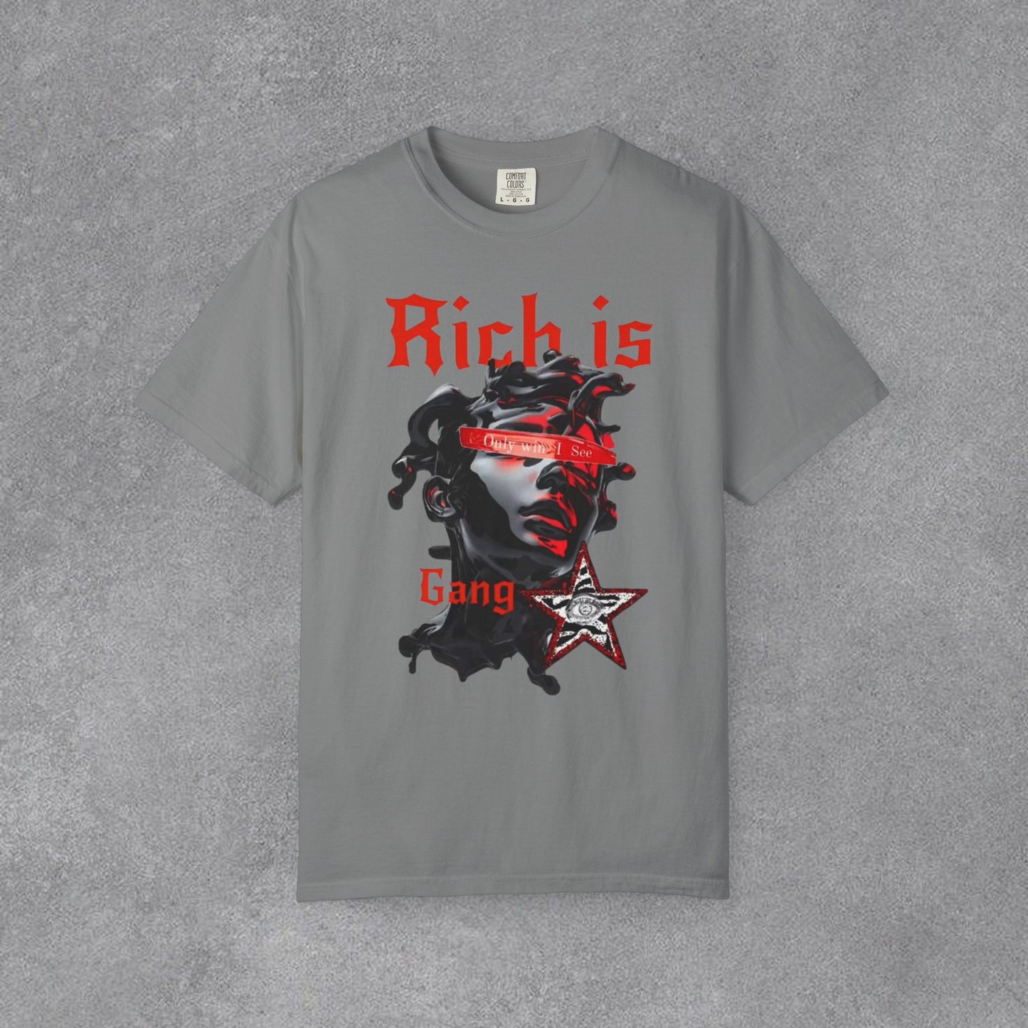 Copy of Medusa Graphic T-Shirt | Gothic Streetwear Tee | Praying Hands Graphic Shirt | Vintage Tattoo Style Tee | Unisex Garment Dyed Shirt