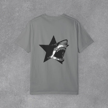 Copy of Skull Graphic T-Shirt | Gothic Tattoo Streetwear Tee | Vintage Washed Cotton Shirt | Shark Back Print | Unisex Graphic Tee