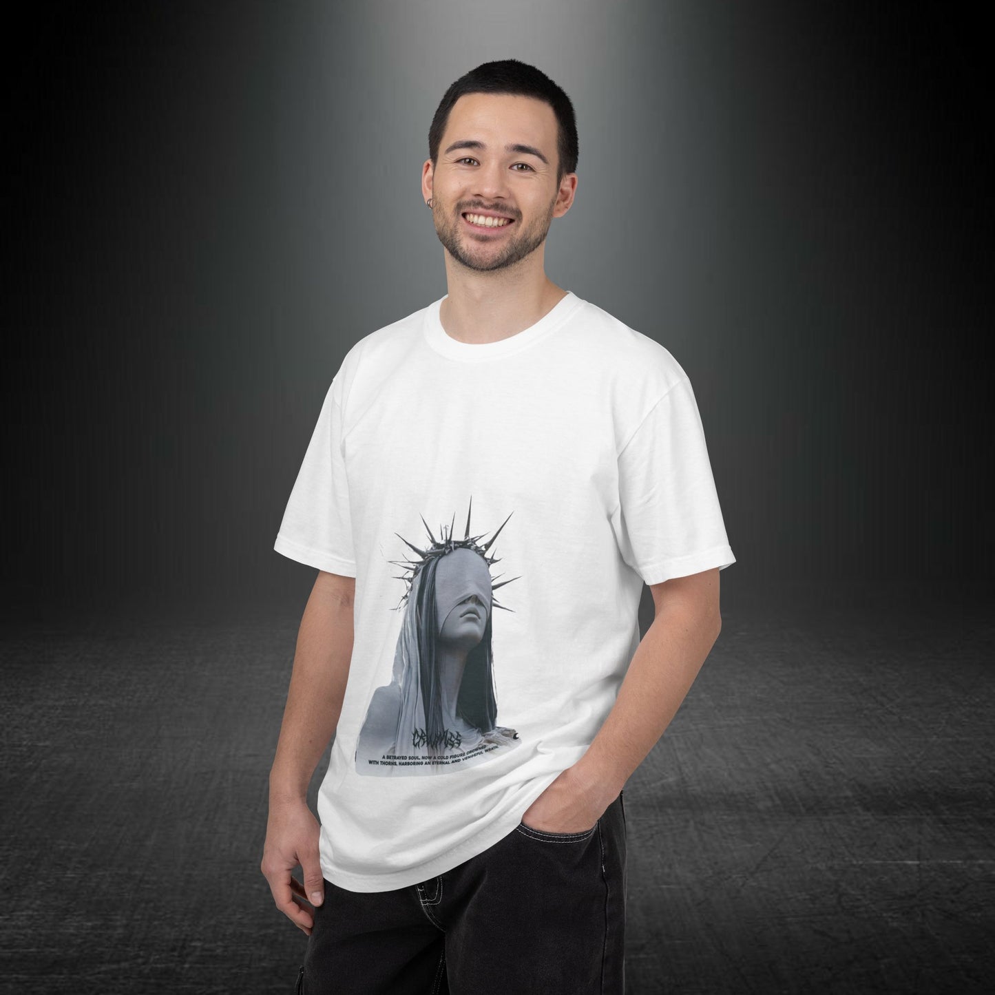 Copy of Blindfolded Statue Crown t-shirt | Surreal Portrait Tee, Monochrome Art