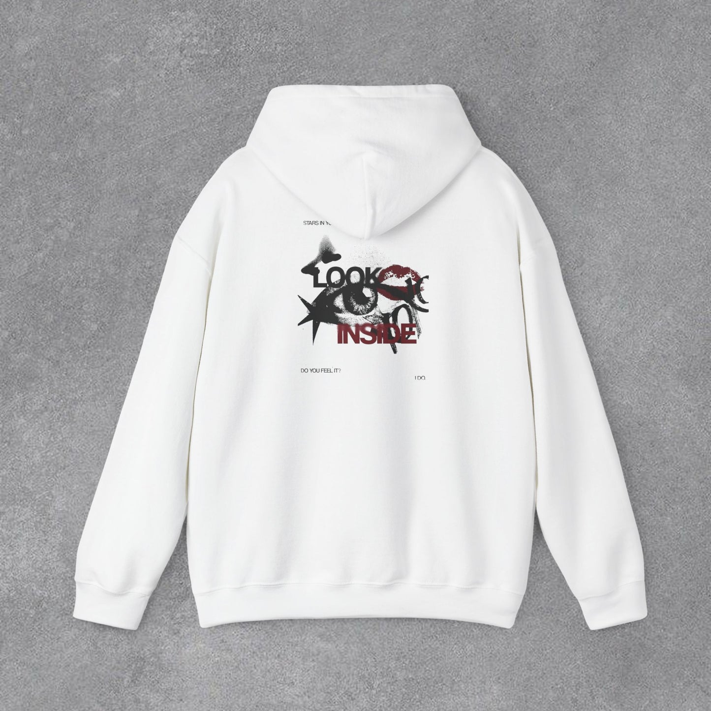 Look Inside Yazılı Göz Baskılı Erkek Kapüşonlu Sweatshirt