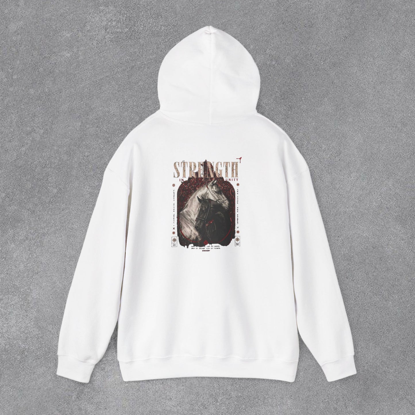 Kapüşonlu Üst — Güç Temalı Eskitme At Desenli Sweatshirt