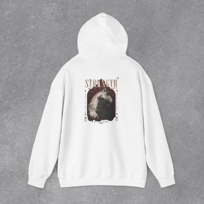 Kapüşonlu Üst — Güç Temalı Eskitme At Desenli Sweatshirt