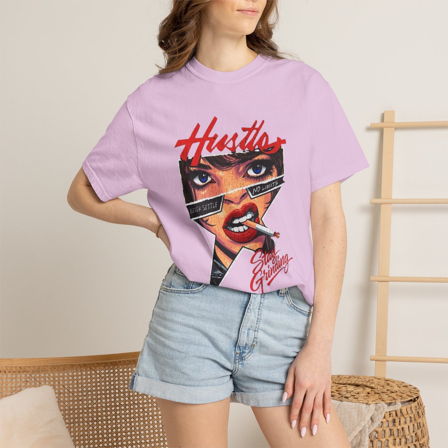 Copy of Lightning Face Graphic T-Shirt | Retro Pinup Eye Tee | Vintage Streetwear Shirt | Garment Dyed Cotton Tee | Unisex Graphic Shirt