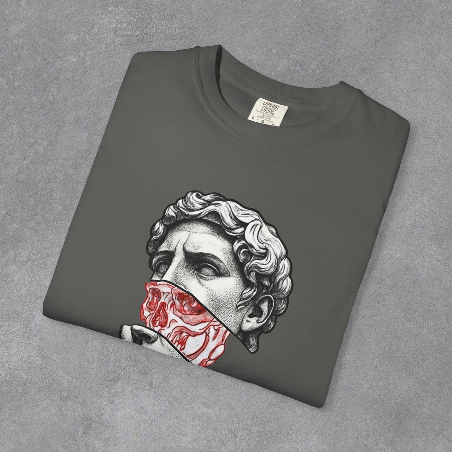 Copy of Sculpted Bust with Red Marble Band T-Shirt | Statue Art Tee