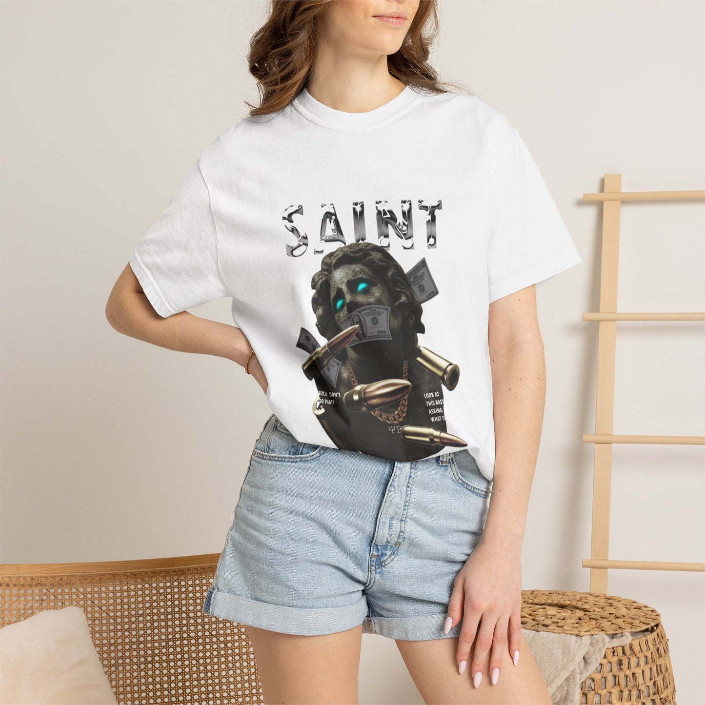 Copy of Skull Graphic T-Shirt | Gothic Tattoo Streetwear Tee | Vintage Washed Cotton Shirt | Shark Back Print | Unisex Graphic Tee
