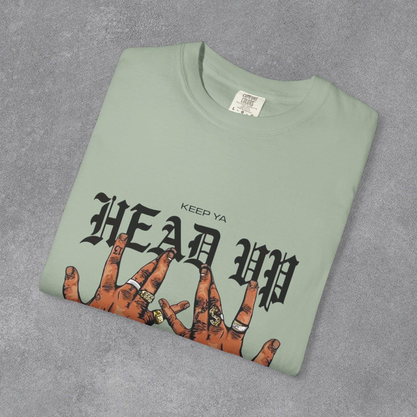 Copy of Head Up Hand Sign T-Shirt | Graffiti Bear Back Print, Streetwear Tee