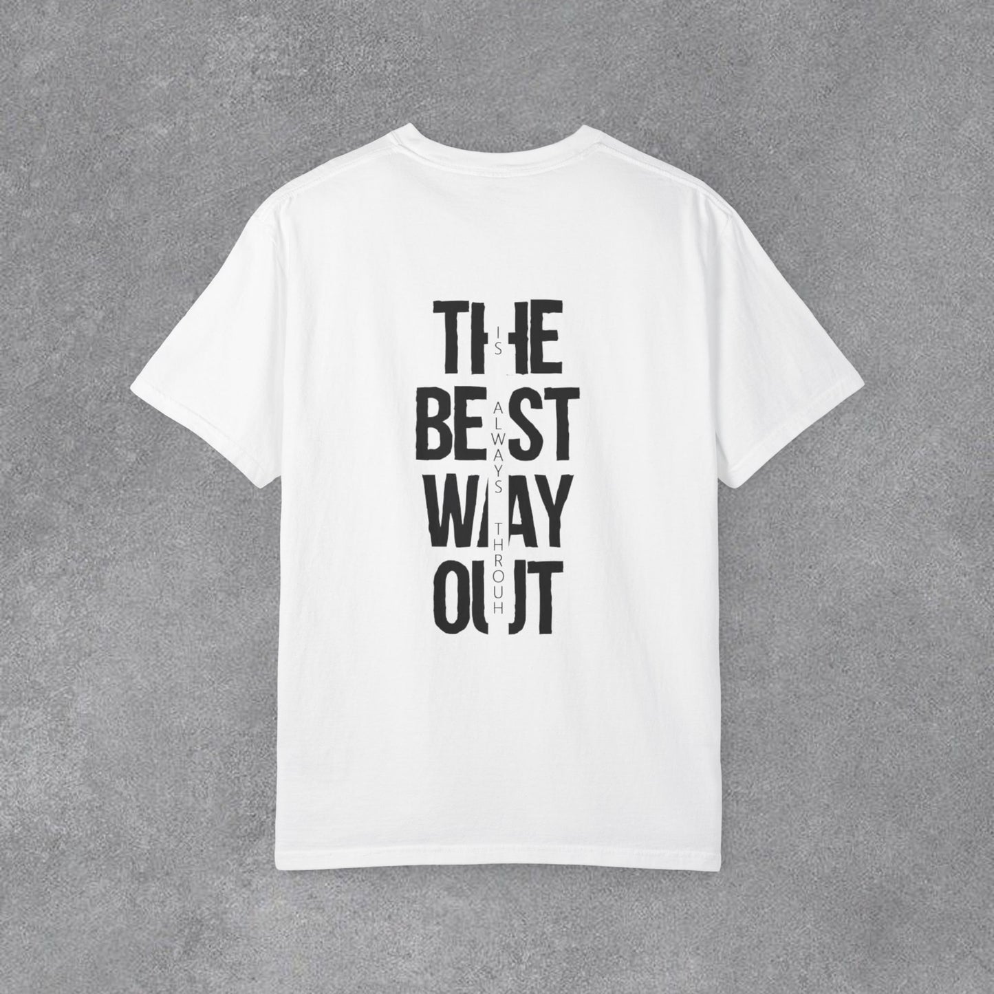 Copy of Cowboy Silhouette Horse Rider T-shirt | The Best Way Out Typographic Back Print