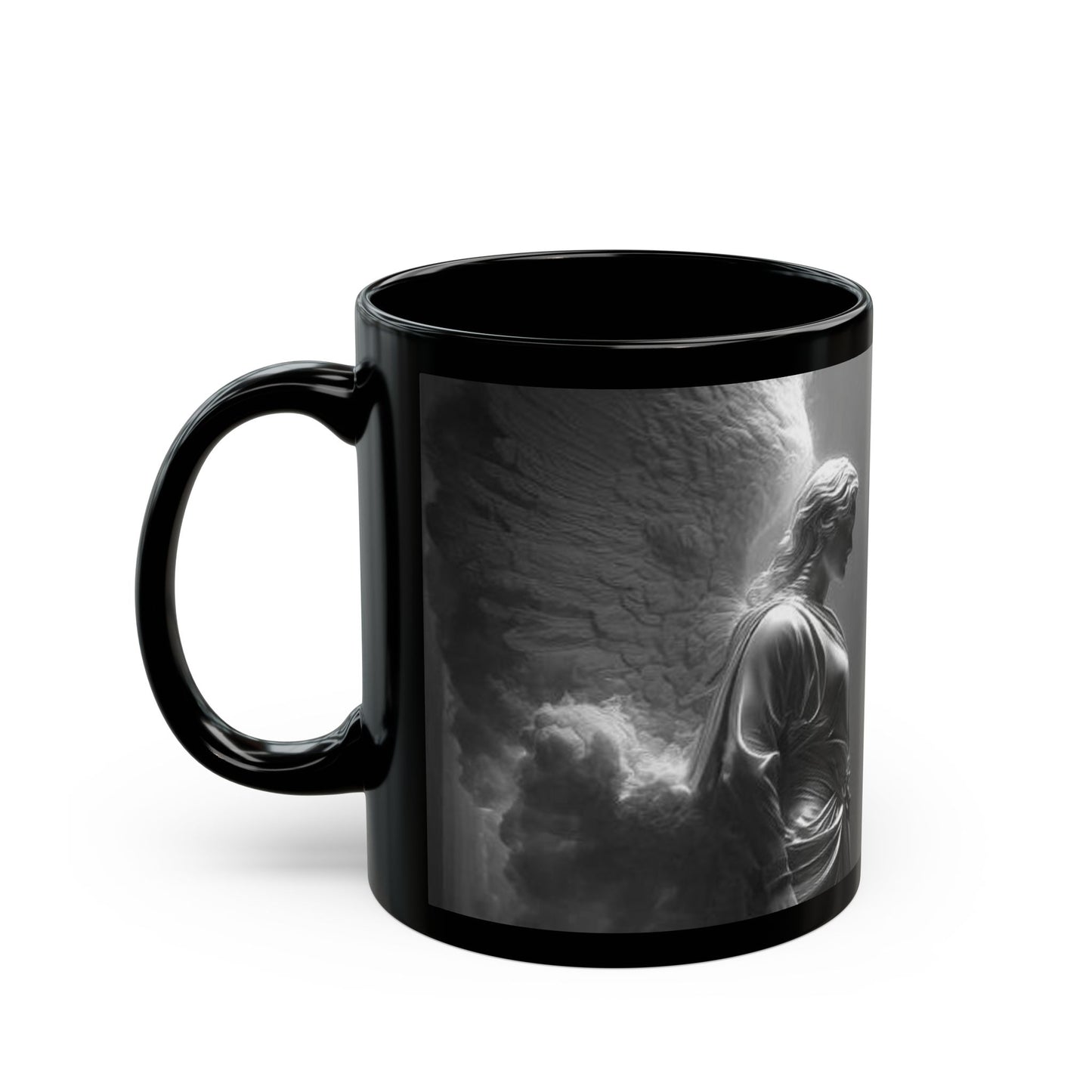 Copy of Angel Figures Black Mug | Moody Gothic Angel Artwork Ceramic Coffee Mug