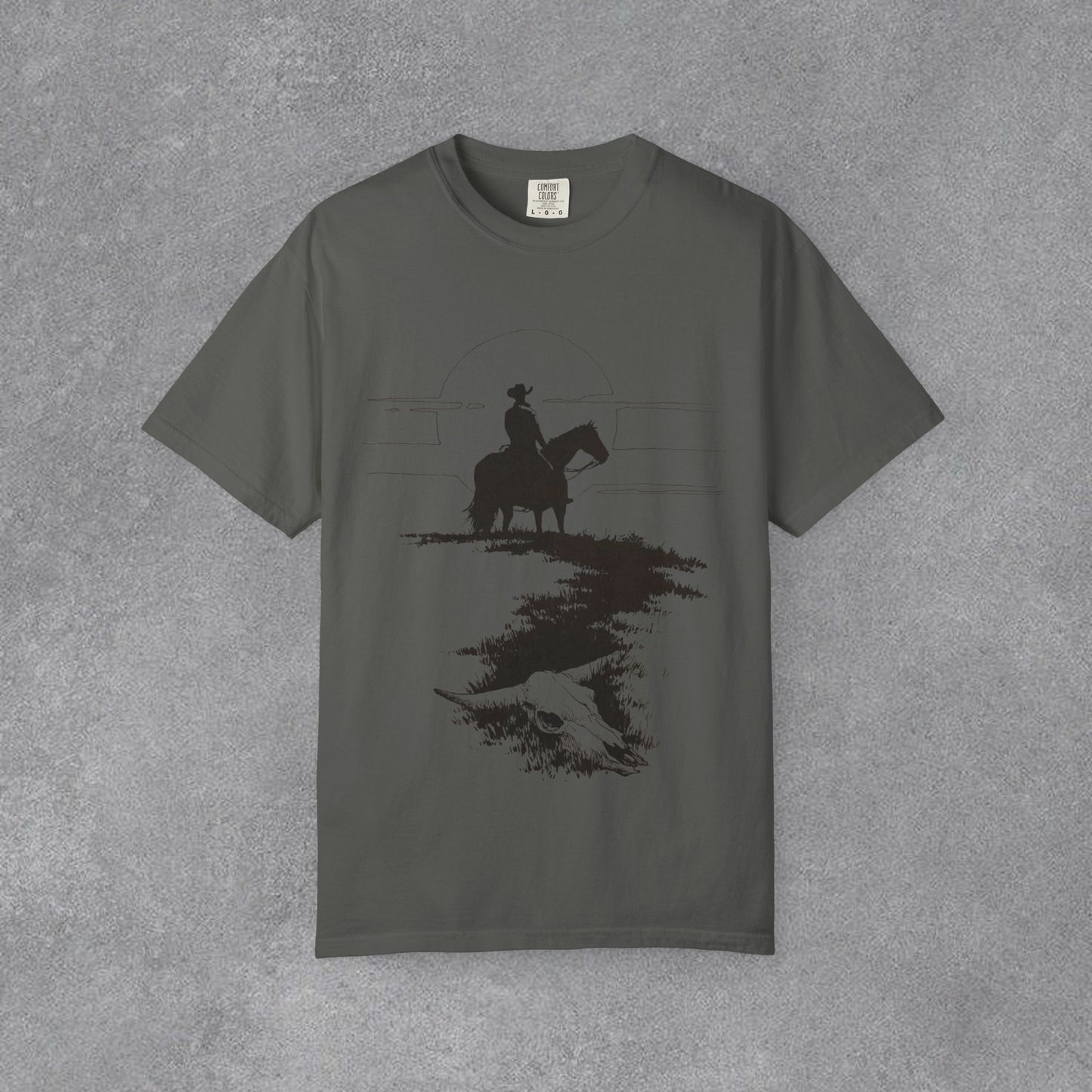 Copy of Cowboy Silhouette Horse Rider T-shirt | The Best Way Out Typographic Back Print