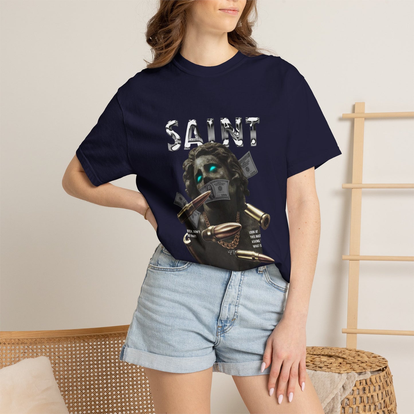 Copy of Skull Graphic T-Shirt | Gothic Tattoo Streetwear Tee | Vintage Washed Cotton Shirt | Shark Back Print | Unisex Graphic Tee