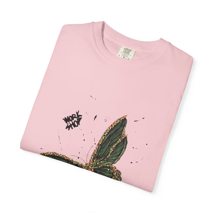 Butterfly Script Graphic T-Shirt – "About" Vintage Botanical Tee