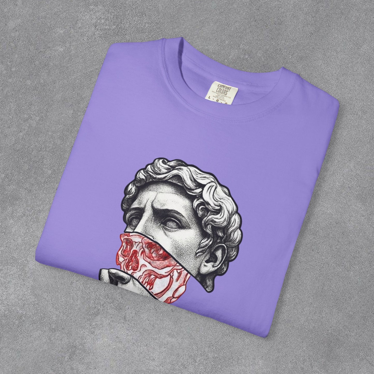 Copy of Sculpted Bust with Red Marble Band T-Shirt | Statue Art Tee
