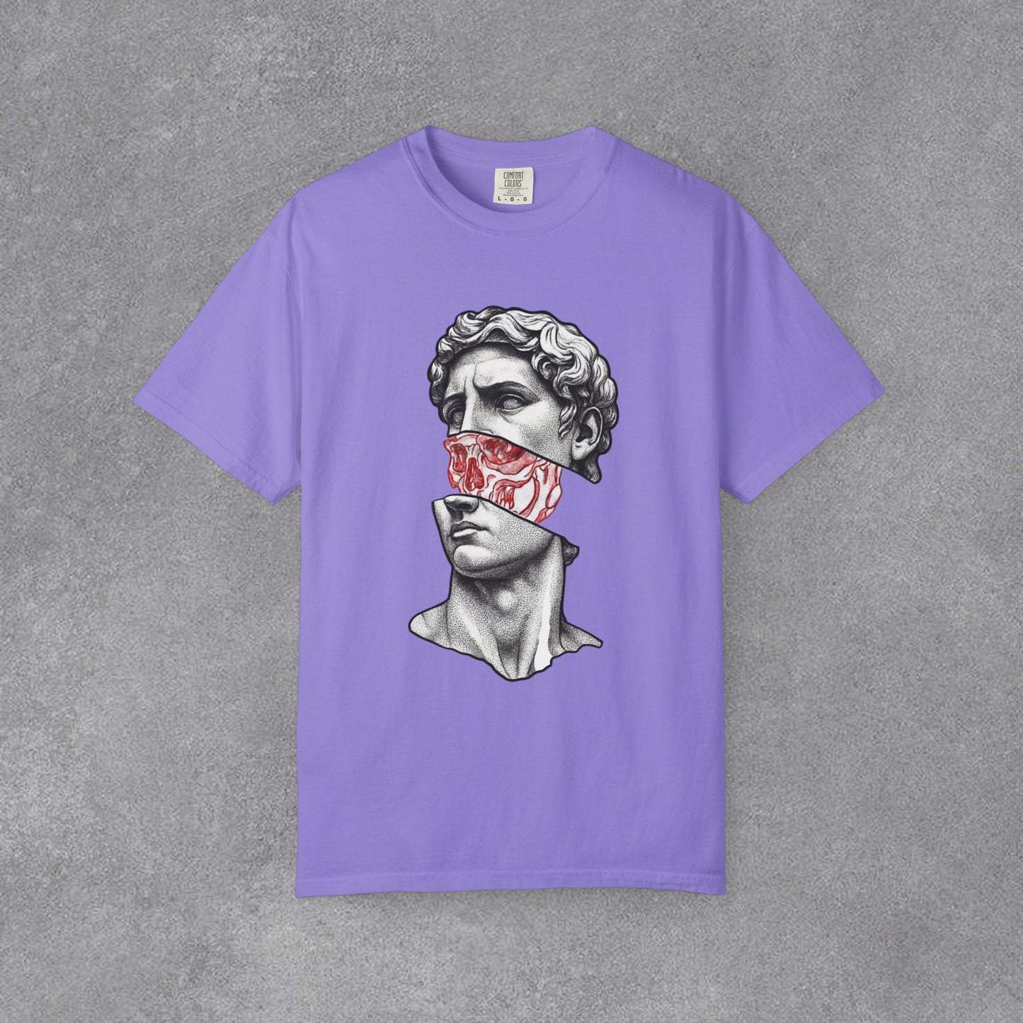 Copy of Sculpted Bust with Red Marble Band T-Shirt | Statue Art Tee